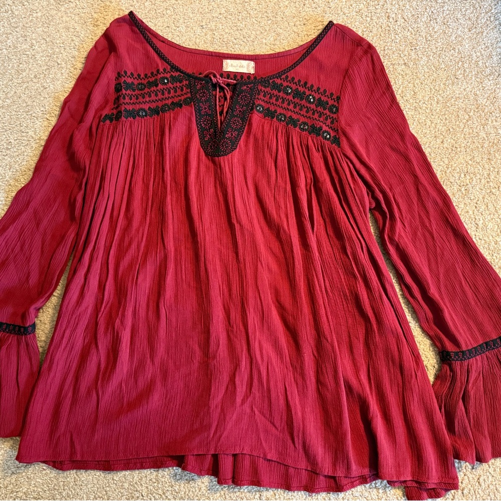 Red Embellished Blouse